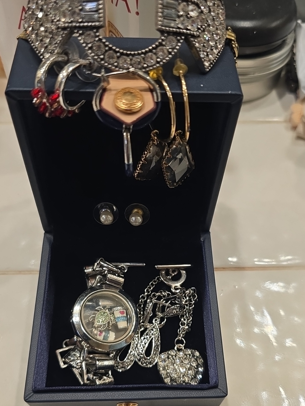 Mixed Silver-Tone Jewelry Set with Crystal Accents